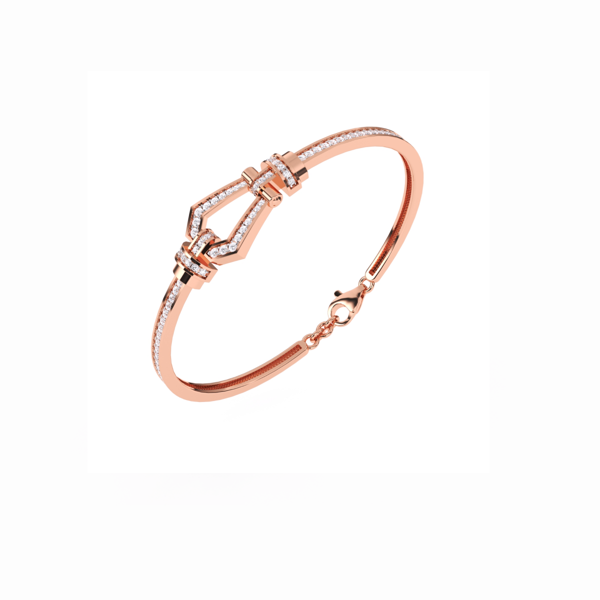 Kite Bangle with Diamonds in Size Small in Rose Gold